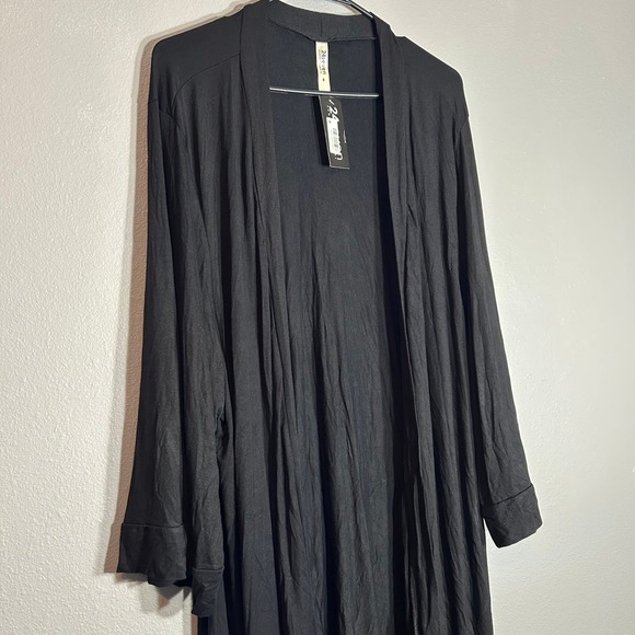 24seven Comfort Apparel Duster Cardigan Open Front Lightweight Black 4X - Picture 6 of 6
